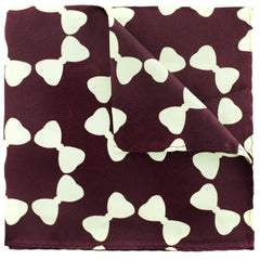 Burgundy and Cream Silk Pocket Square