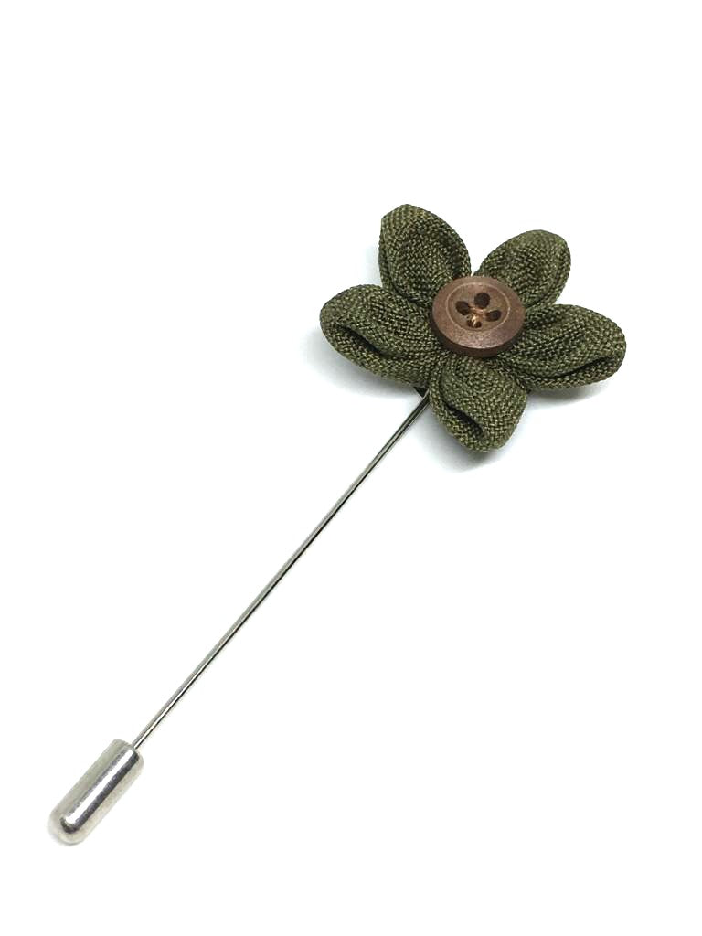 Daisy Button Lapel Pin, Green