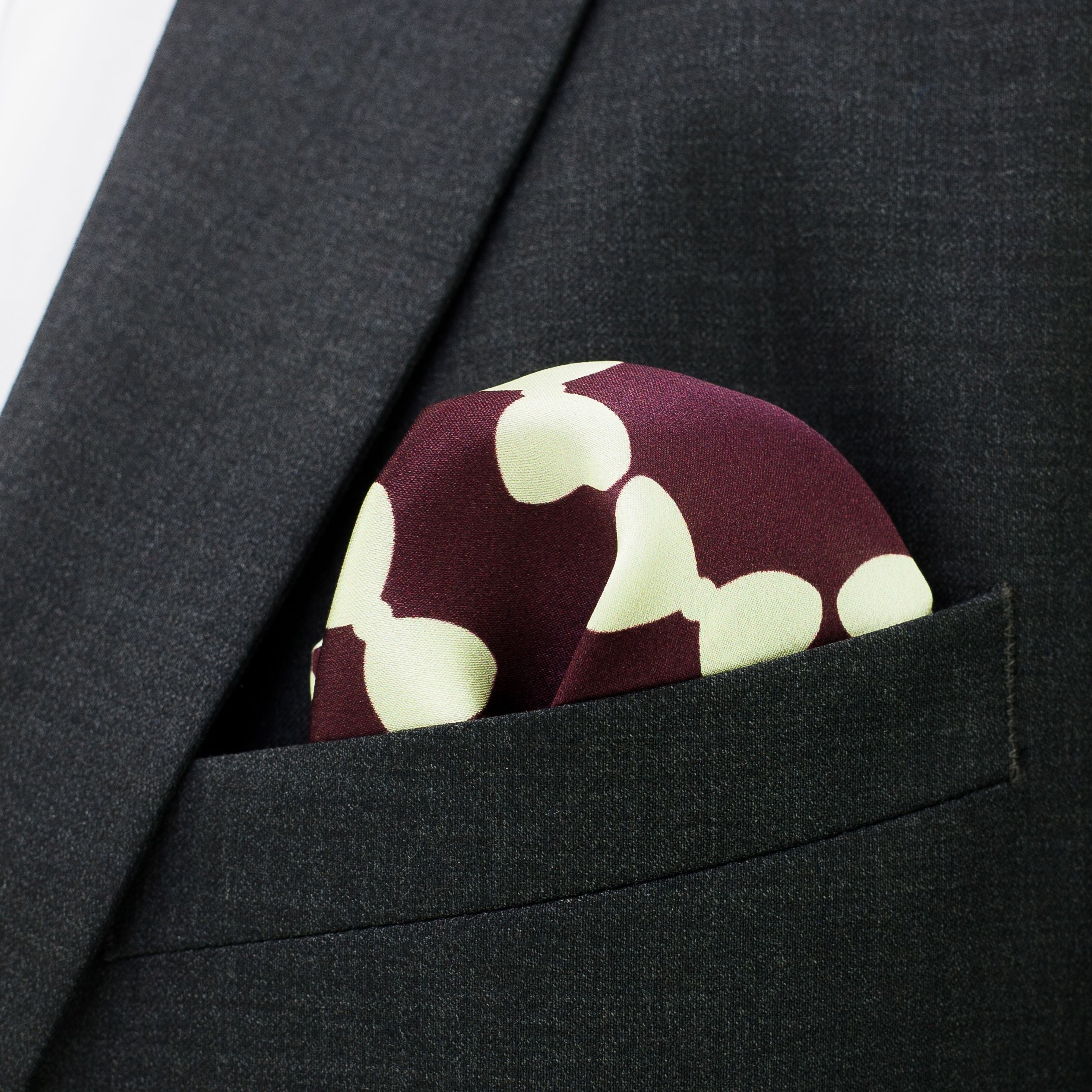 Burgundy and Cream Silk Pocket Square