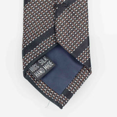 Brown and Black Striped Woven Silk Tie