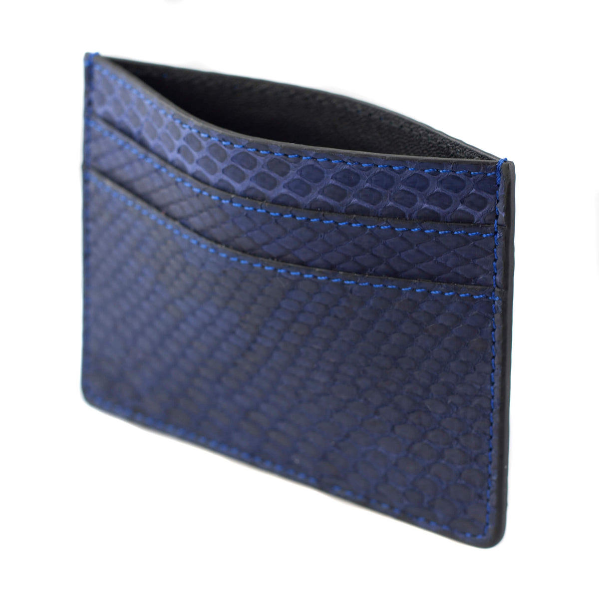 Navy Python Leather Card Holder