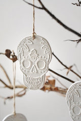 1pc Luxury Stoneware Cream Skull Tree Ornament Decoration in Gift Box - Seasonal & Holiday Decorations - British D'sire