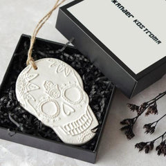 1pc Luxury Stoneware Cream Skull Tree Ornament Decoration in Gift Box - Seasonal & Holiday Decorations - British D'sire