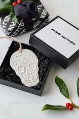 1pc Luxury Stoneware Cream Skull Tree Ornament Decoration in Gift Box - Seasonal & Holiday Decorations - British D'sire