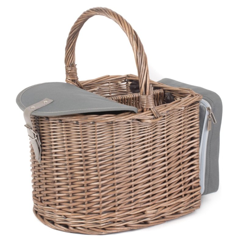 2 Bottle Beach Wicker Picnic Basket Hamper - Fitted Picnic Baskets - British D'sire