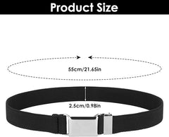 2 Pack Kids Toddler Belt Elastic Stretch Belts Adjustable Uniform Belt with Silver Square Buckle for Child Boys Girls - British D'sire