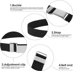 2 Pack Kids Toddler Belt Elastic Stretch Belts Adjustable Uniform Belt with Silver Square Buckle for Child Boys Girls - British D'sire