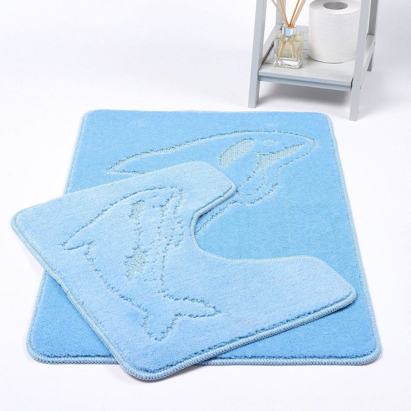 2 Piece Dolphin Bath Mat Set Pedestal Non Slip - Home, Furniture & DIY:Bath:Bathroom Accessories:Bath Mats, Rugs & Toilet Covers - British D'sire