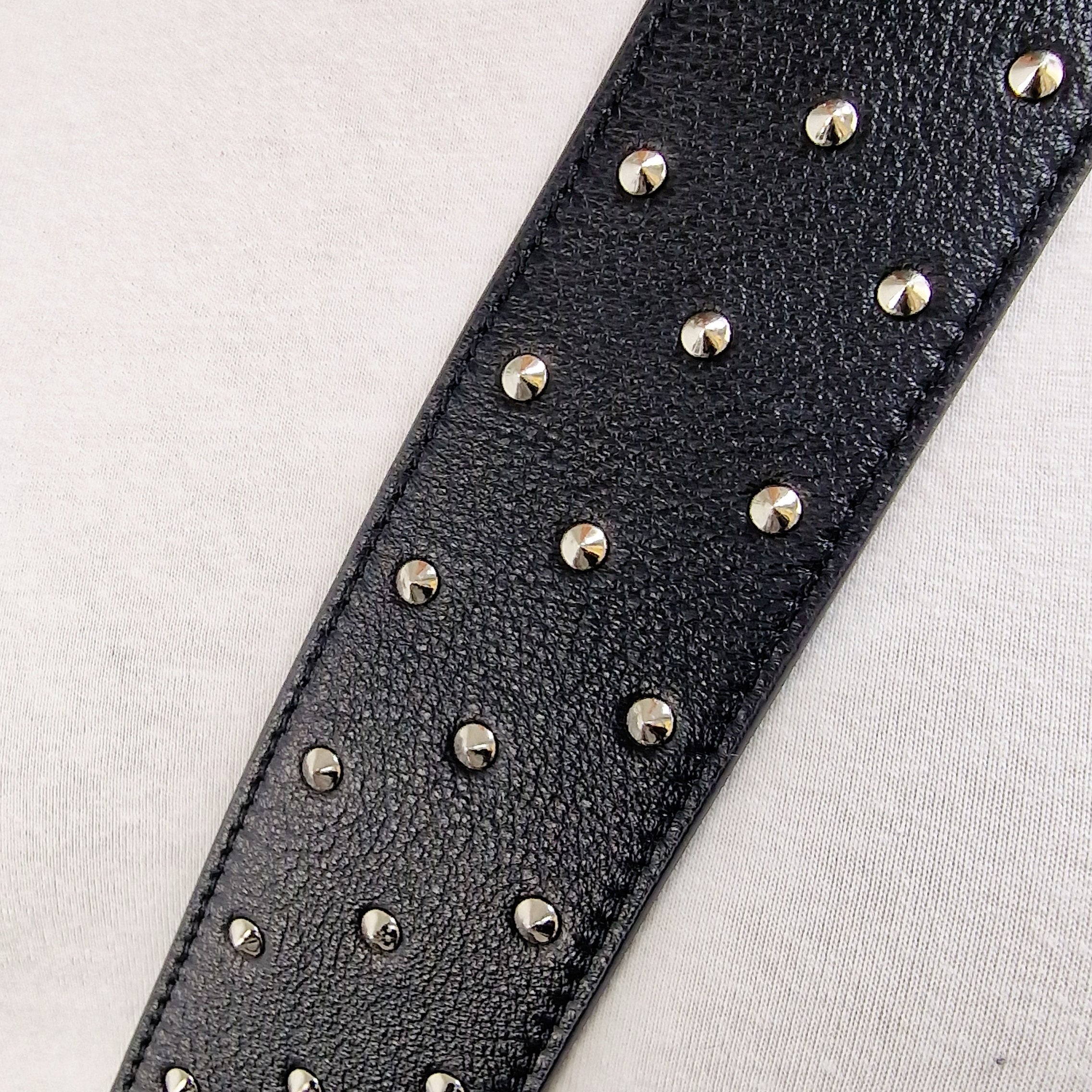 Stevie Studded Black Leather Strap With Silver Hardware