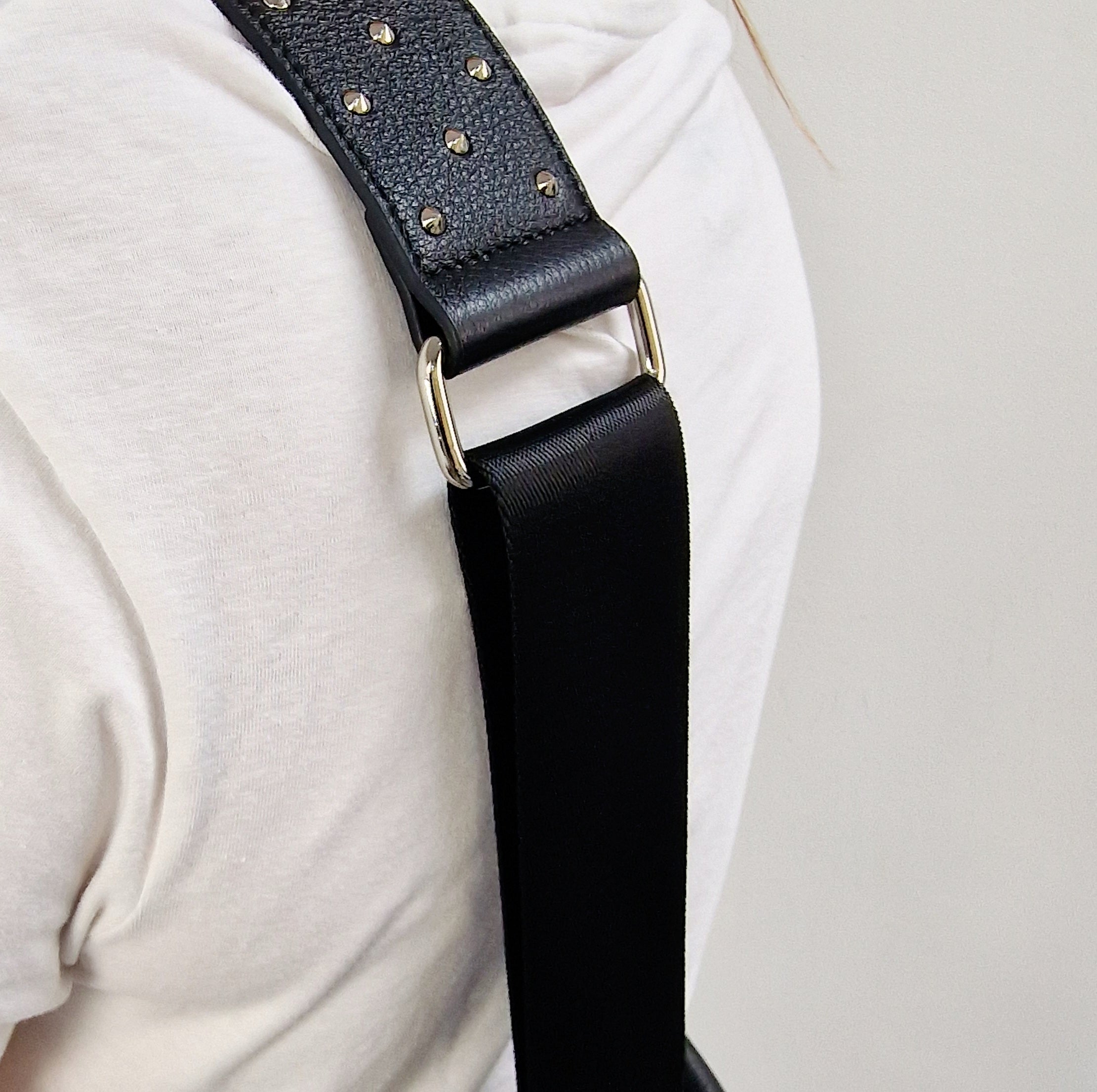 Stevie Studded Black Leather Strap With Silver Hardware