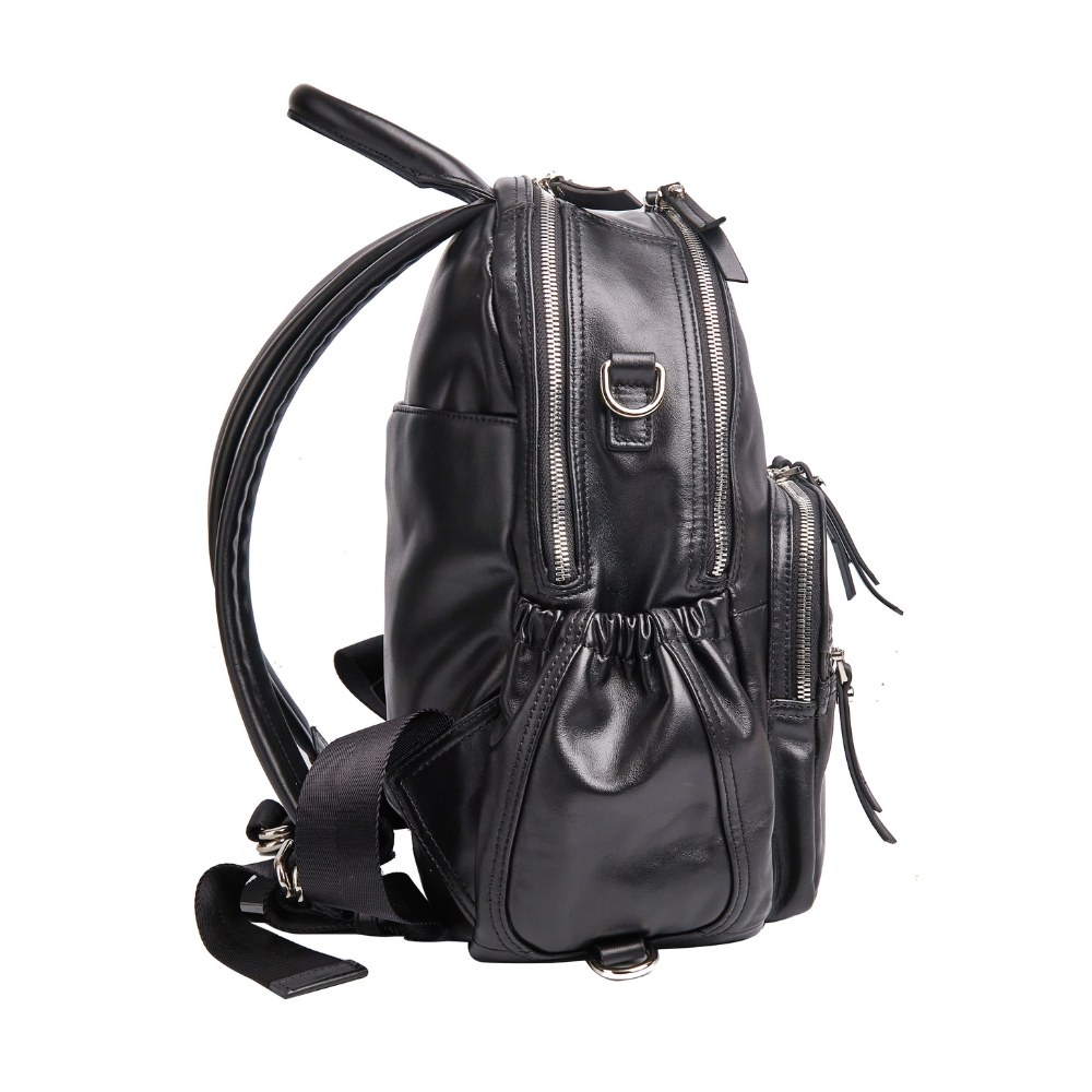 Joy Midi Black Leather Backpack