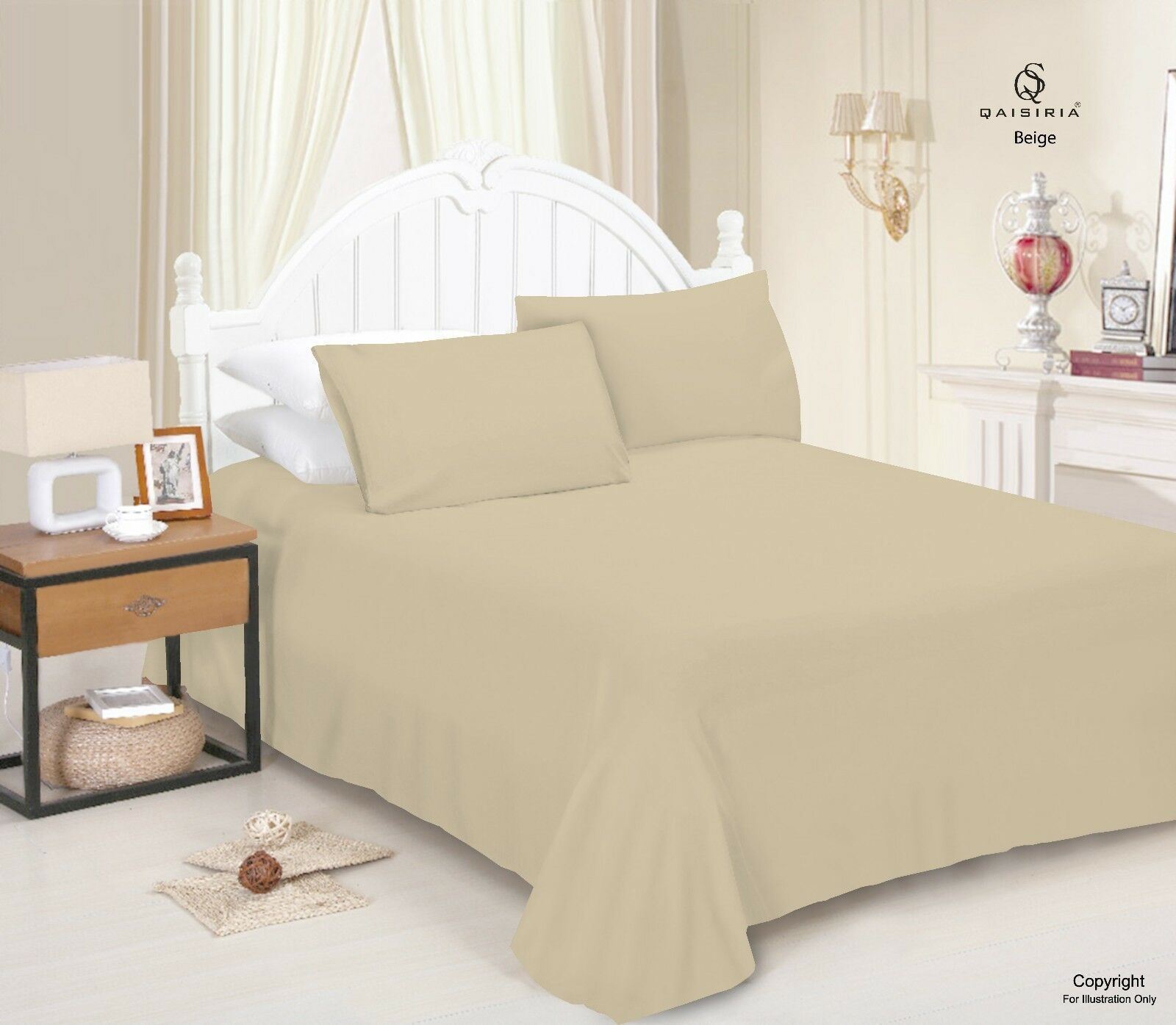 Luxury Polycotton Dyed Plain Flat Sheet Single Double King