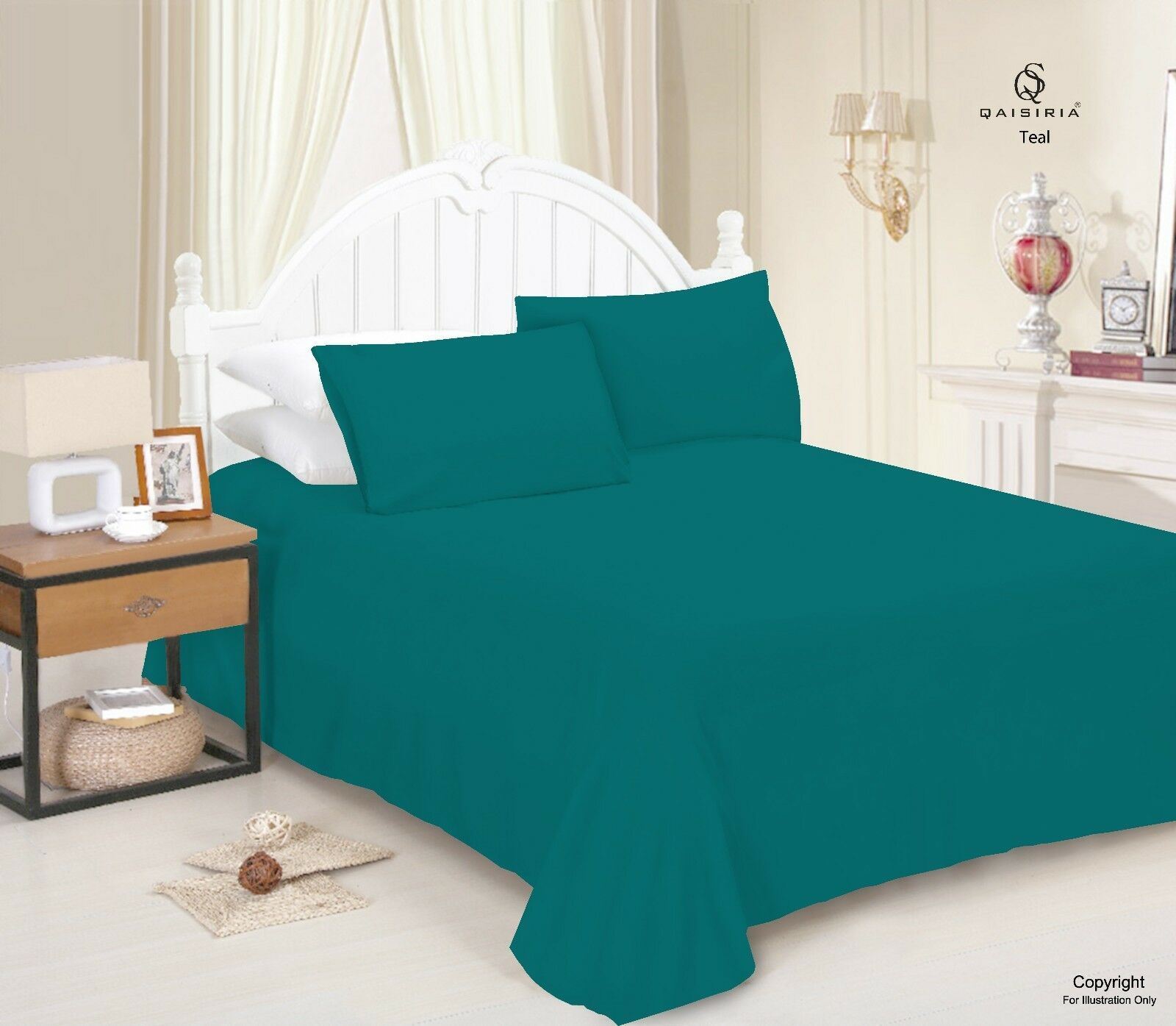 Luxury Polycotton Dyed Plain Flat Sheet Single Double King