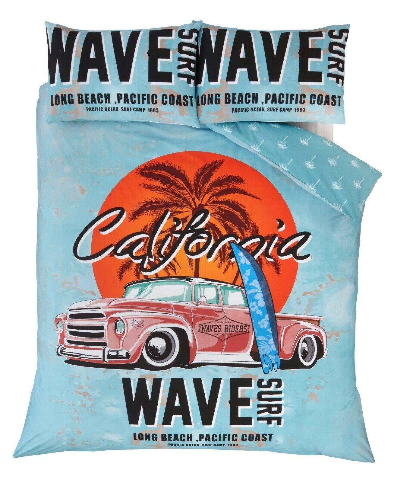 California Wave Car American Duvet Cover Set Classic Car Bedding Set