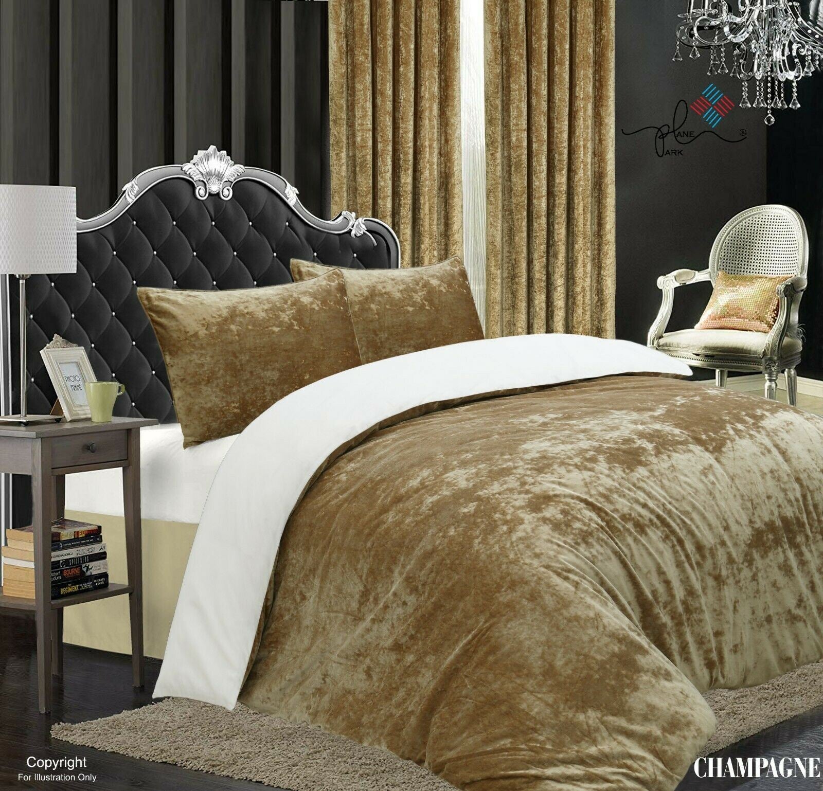 Luxury crushed velvet Duvet quilt cover + 2 pillow case bedding set | Made from 100% polyester