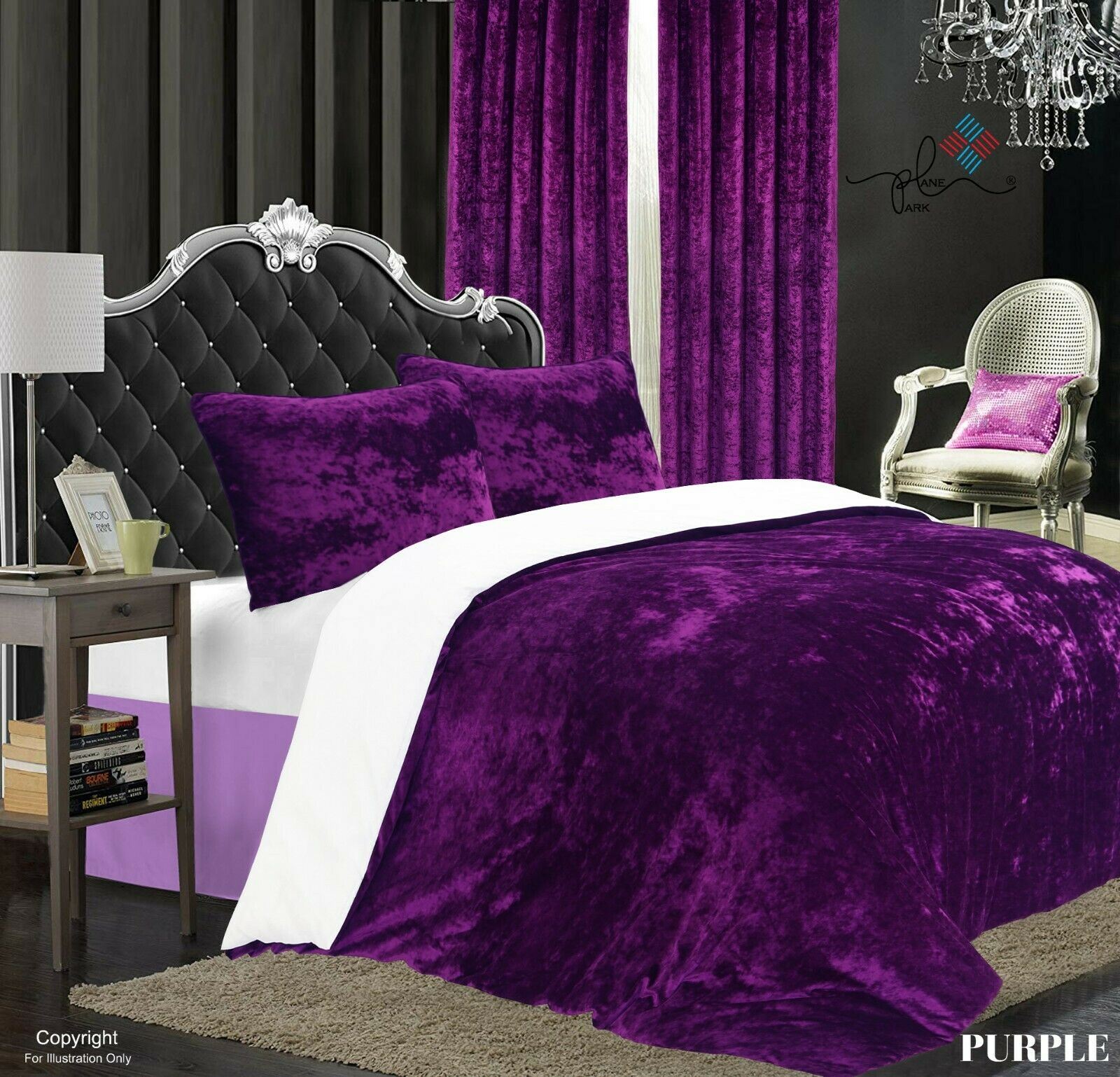 Luxury crushed velvet Duvet quilt cover + 2 pillow case bedding set | Made from 100% polyester