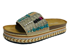 Platform Faux Leather Multi Stone Maule Sliders