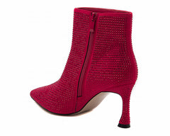 Women's Ideal Shoes 3671 Crystals Ankle Boots Red