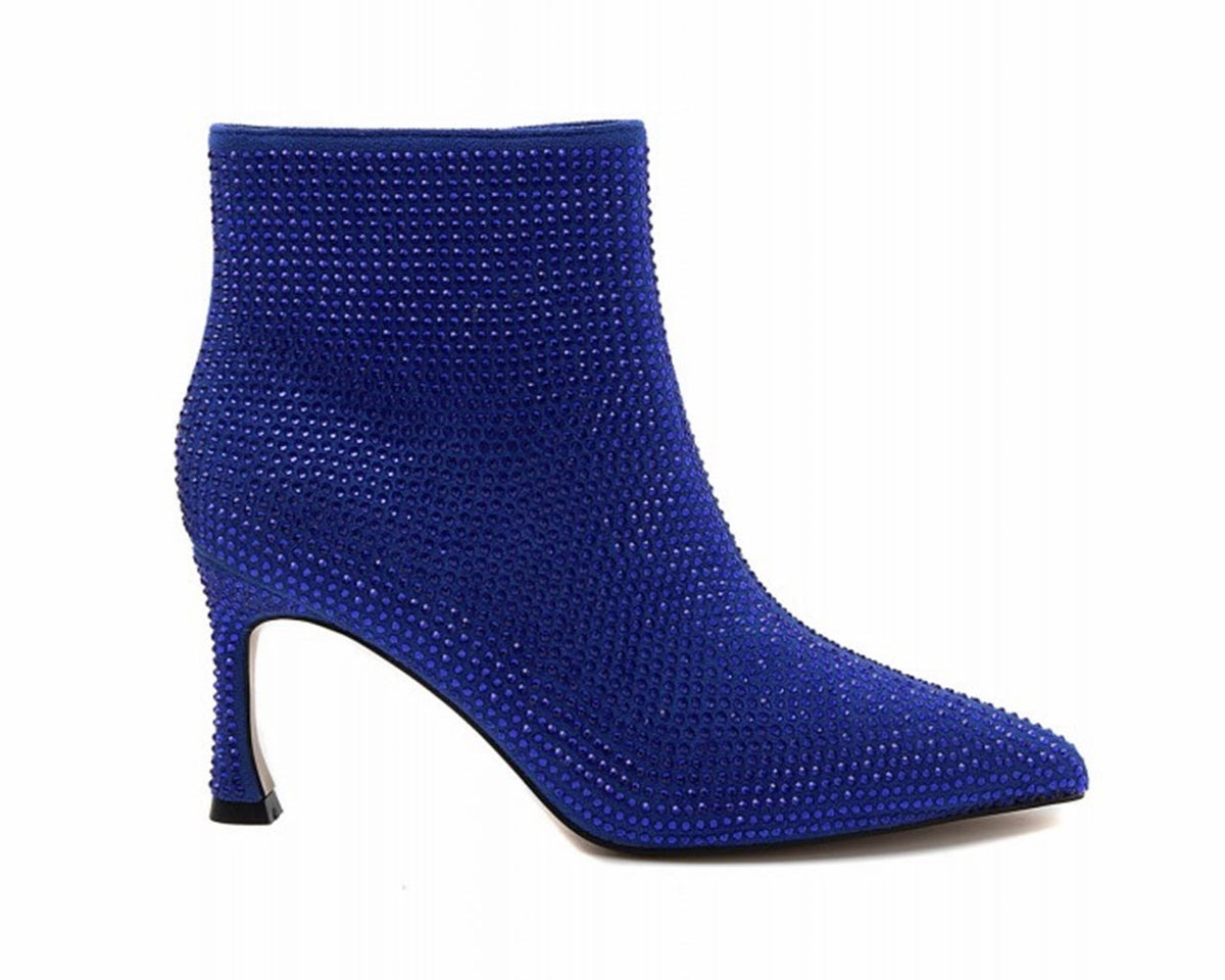 Women's Ideal Shoes 3671 Crystals Ankle Boots Blue