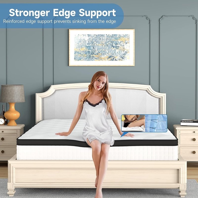 25CM Pocket Sprung Mattress with Anti-mite Fabric and Wave Memory Foam, Individually Wrapped Spring Hybrid Mattress-Medium Firm - British D'sire