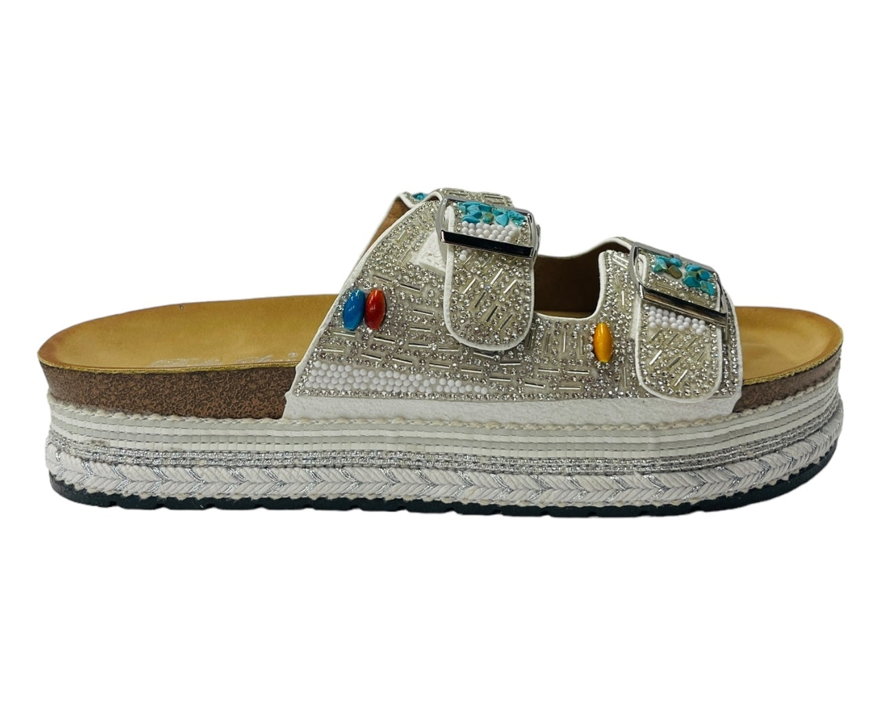 Platform Faux Leather Multi Stone Maule Sliders