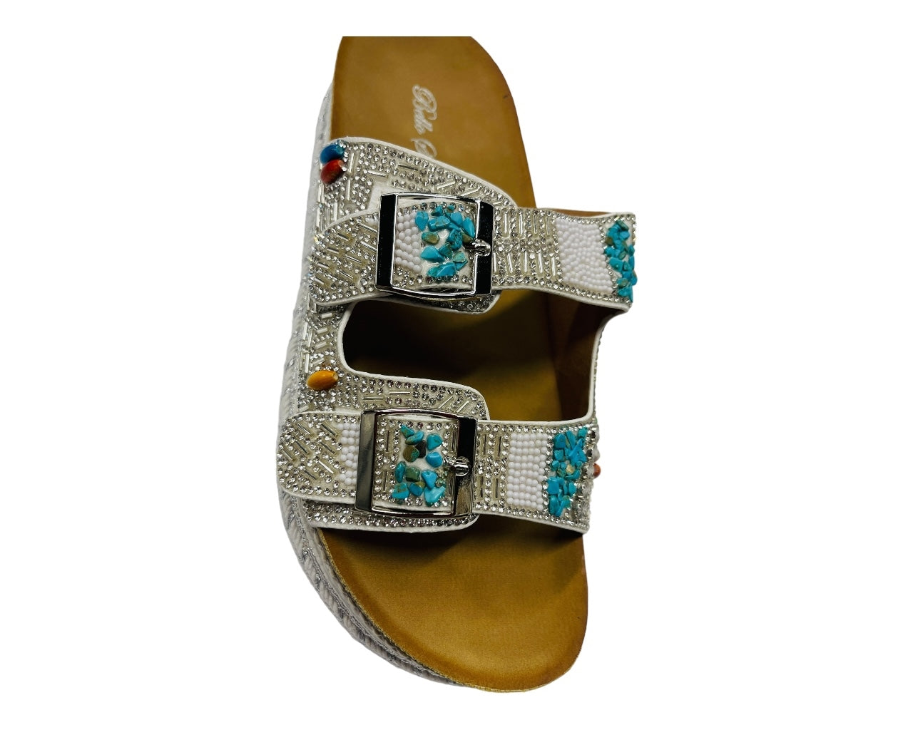 Platform Faux Leather Multi Stone Maule Sliders