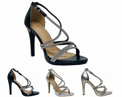 Crossover Diamante Strappy Sandals