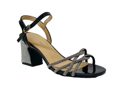 Women's Crossover Diamante Strappy Ankle Strap Shoes