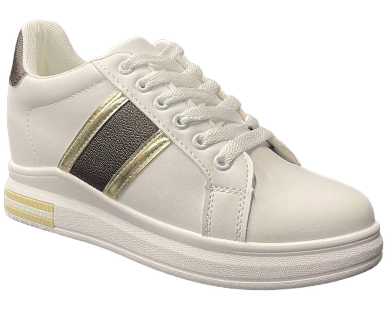 Women's Faux Leather Casual Lace Up Trainers