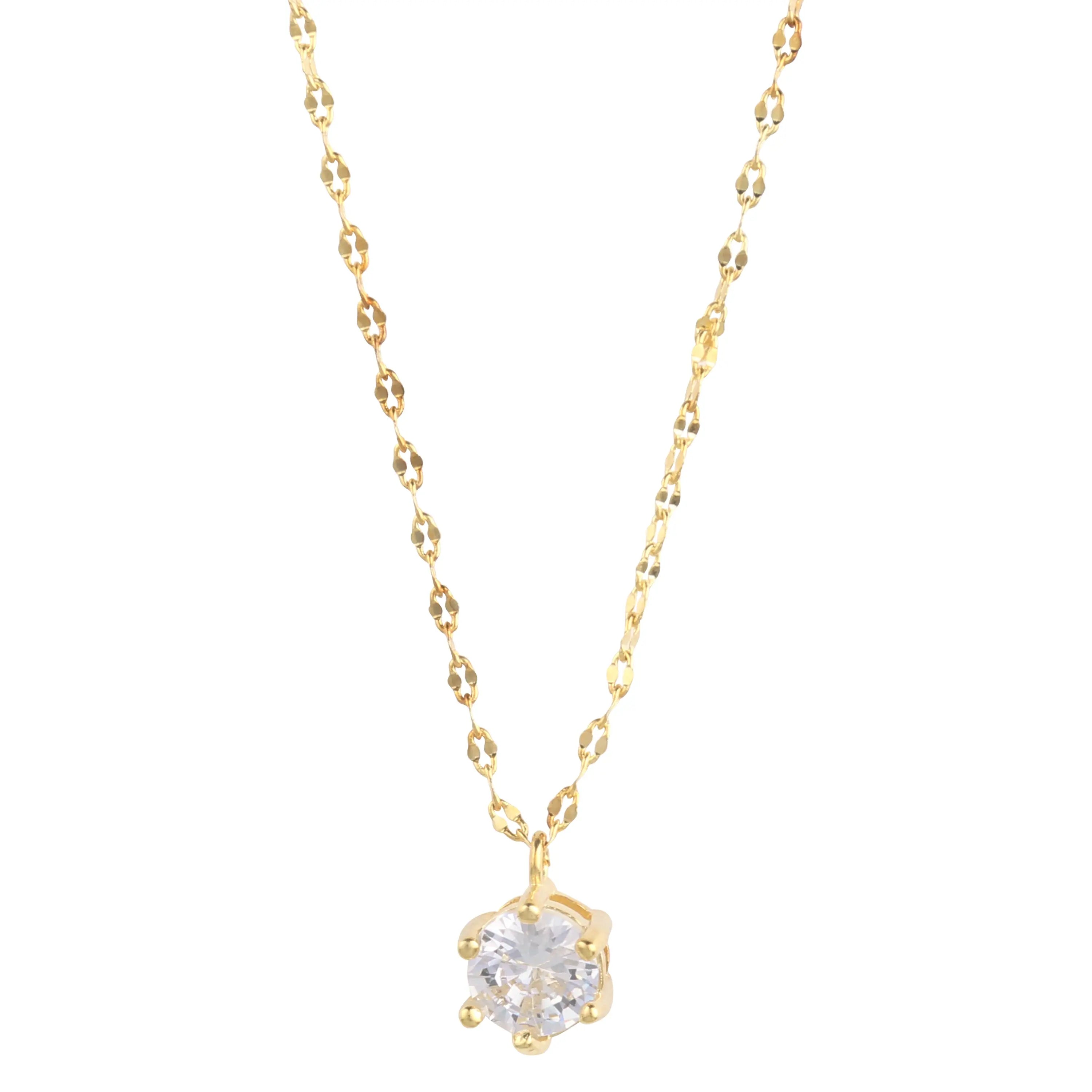 14K Gold Plated Solitaire Necklace Nichestar