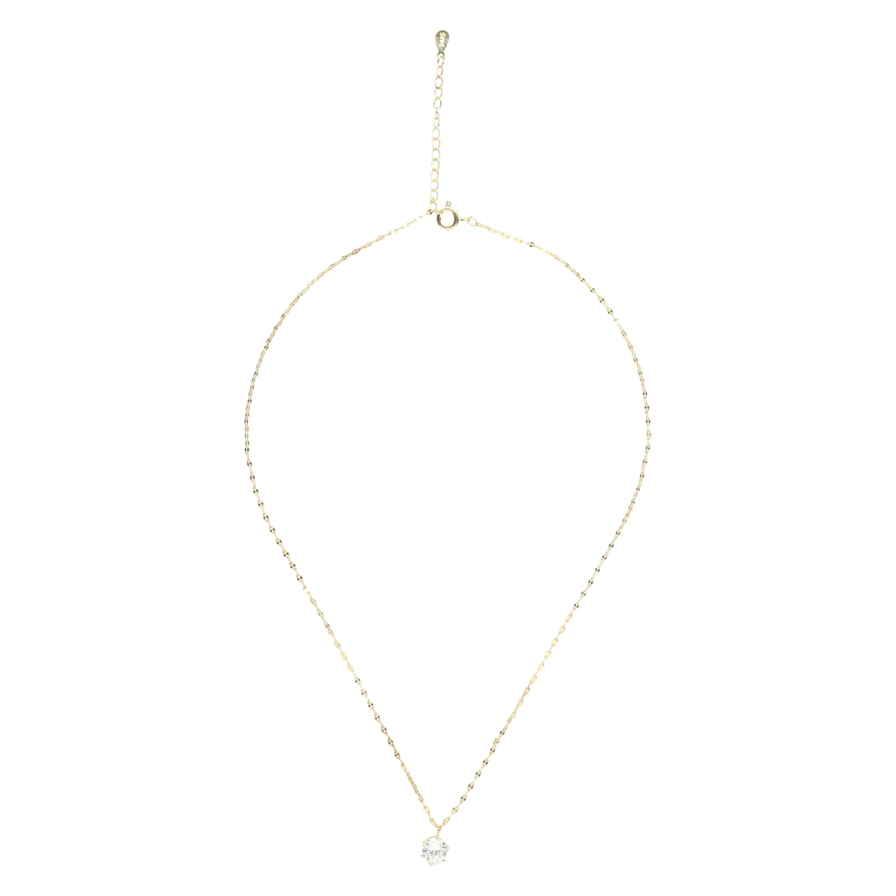 14K Gold Plated Solitaire Necklace Nichestar