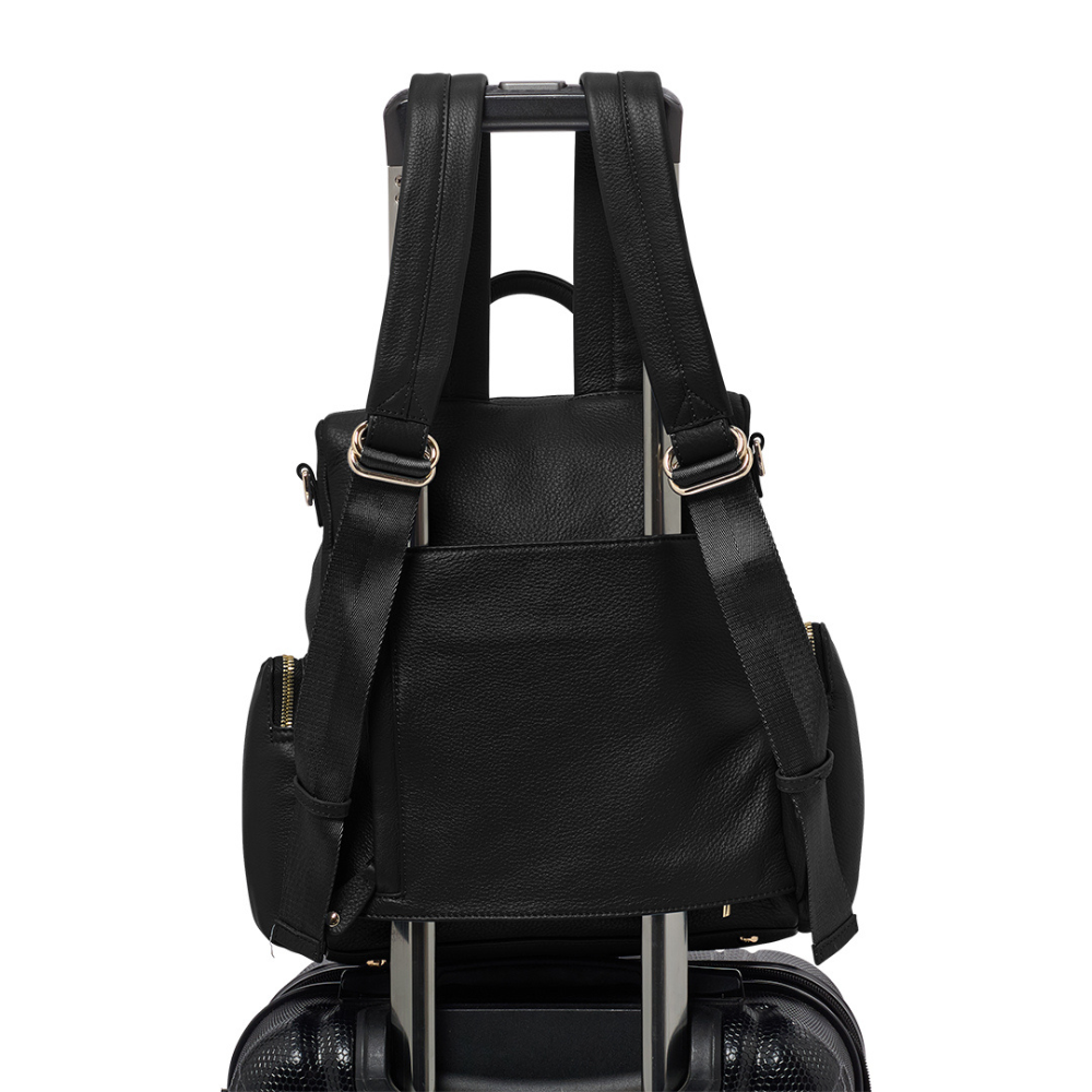 Amber Midi Pebble Black Leather Backpack