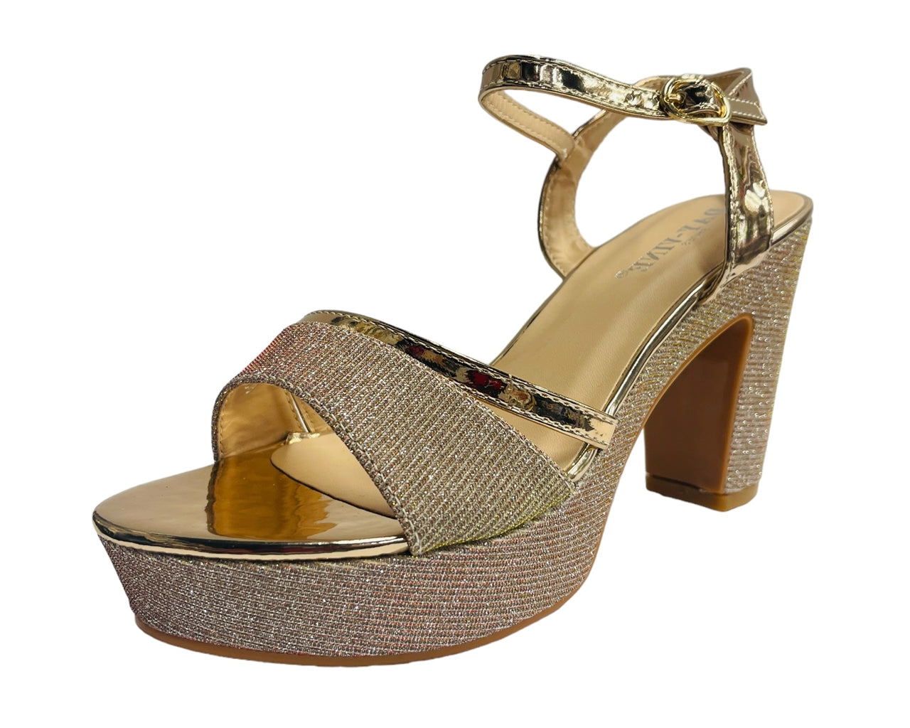 Women's Block Heel Platform Glitter Shoes