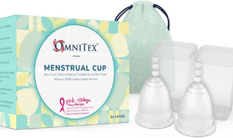 2pk Omnitex Menstrual Cups | 100% Pure Medical Grade Silicone | Safe Eco - Friendly Tampon & Pad Alternative | Non - Toxic ISO10993 Tested | BPA & Latex - Free, Pack of 2X Large Cups - Menstrual Cup - British D'sire