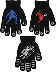 3 Pairs Boys Gripper Magic Gloves Football Designs - British D'sire