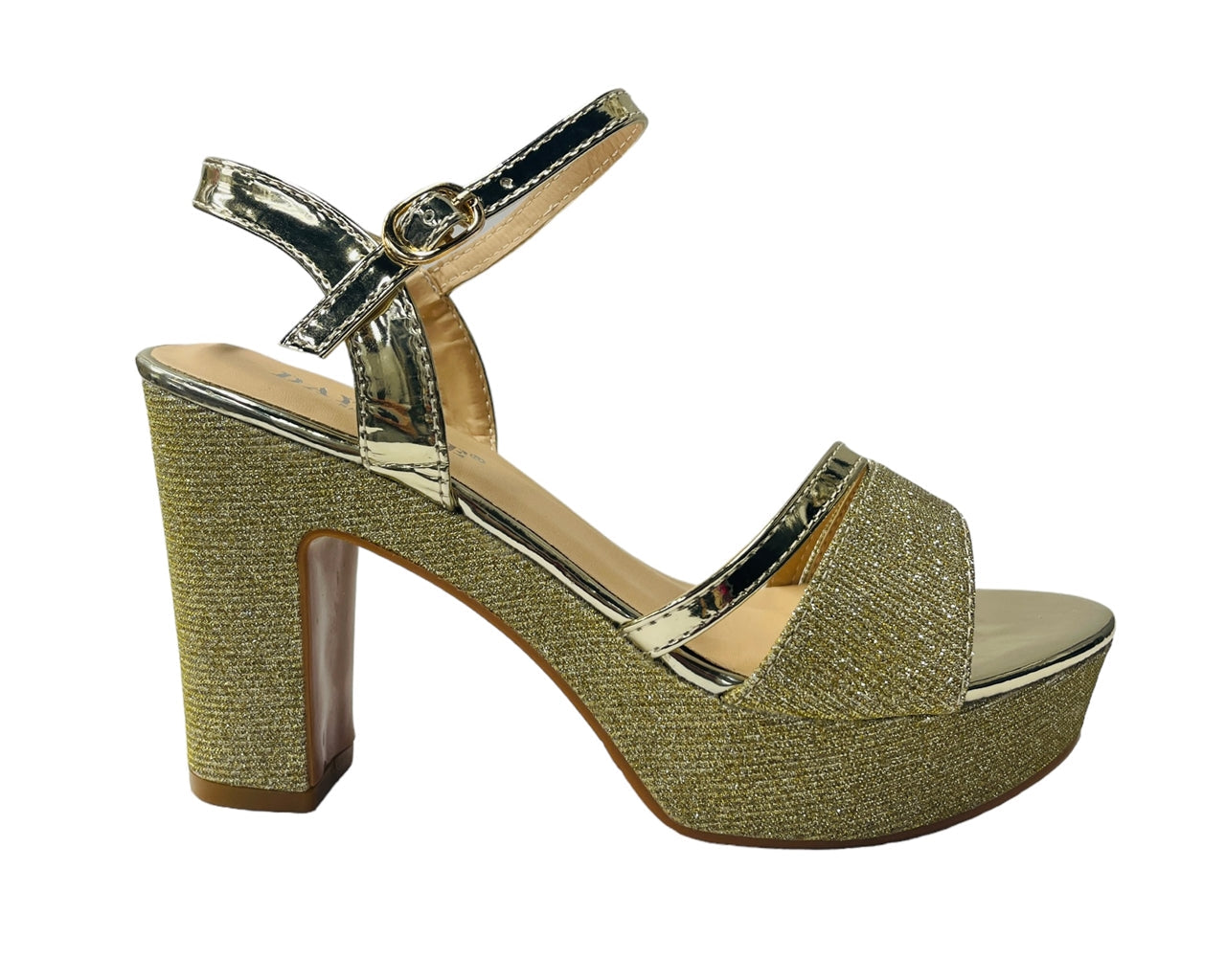 Women's Block Heel Platform Glitter Shoes