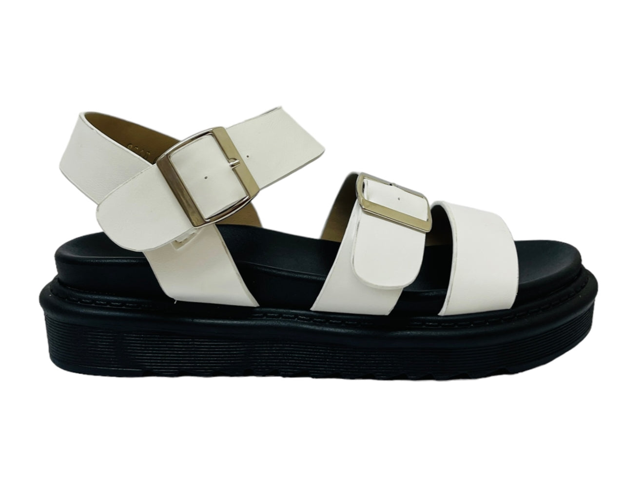 Faux Leather Ankle Strap Chunky Sandals