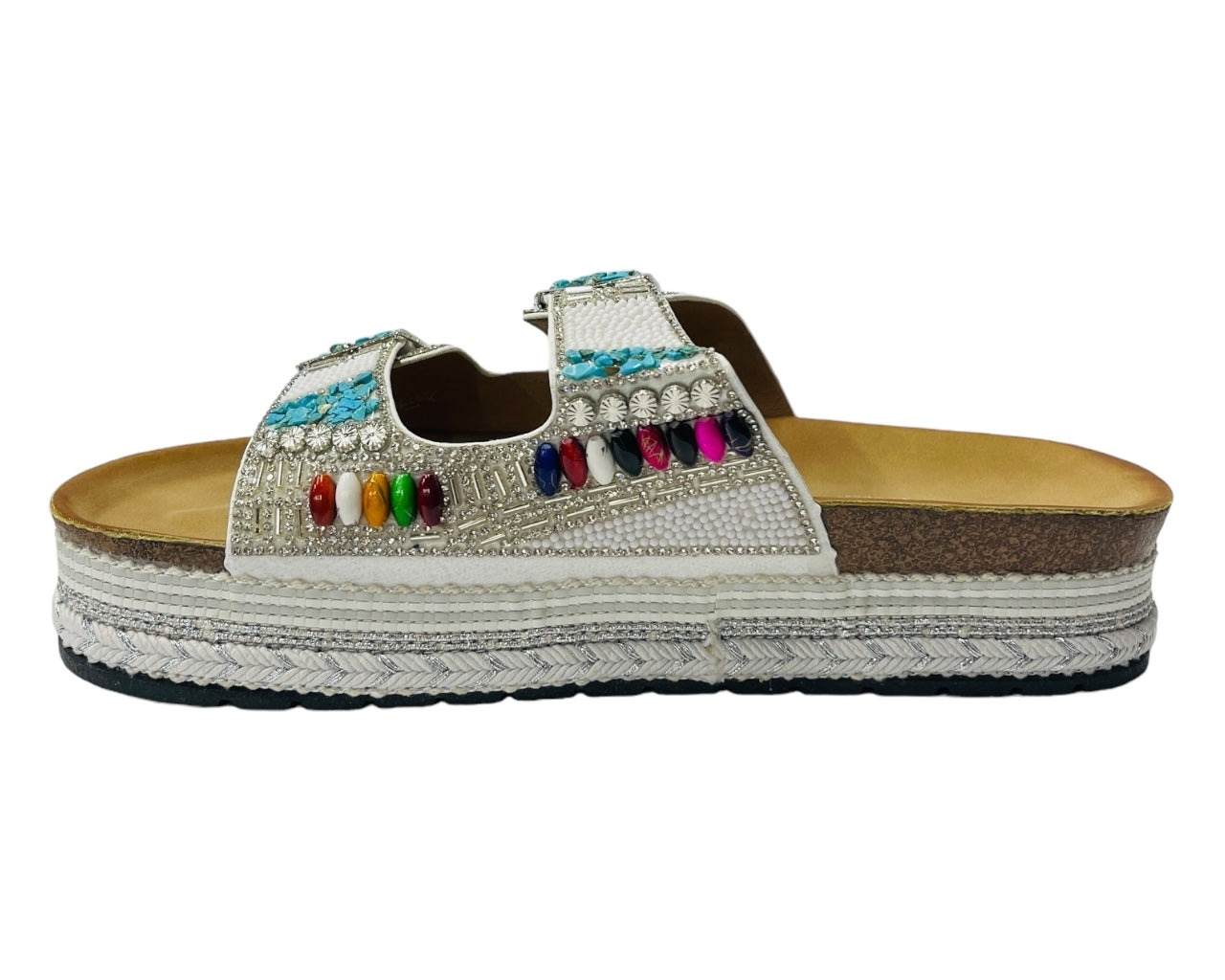 Platform Faux Leather Multi Stone Maule Sliders