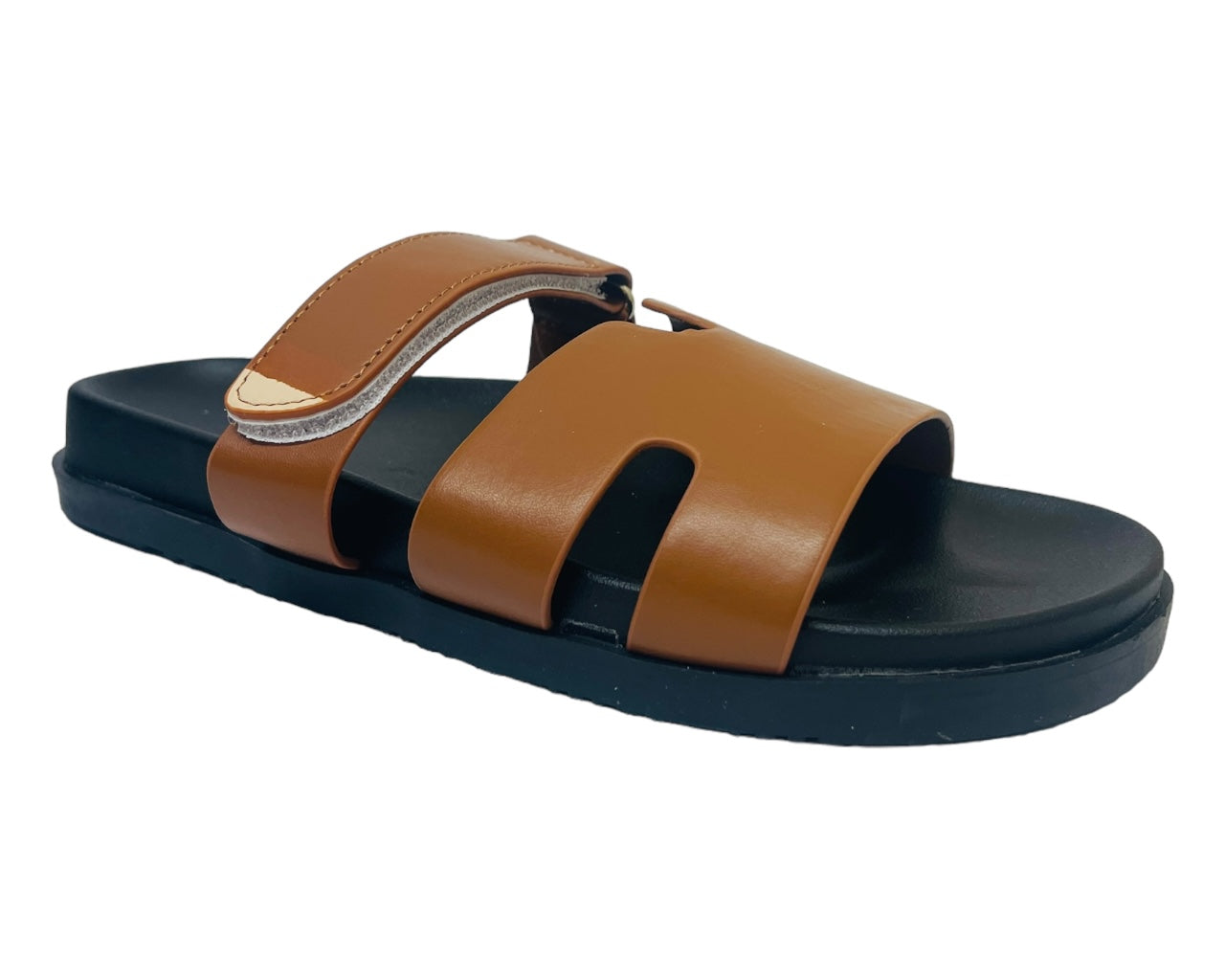 Smart Faux Leather Flat Slider Sandals