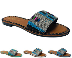 Smart Flat Jewelled Comfy Sliders