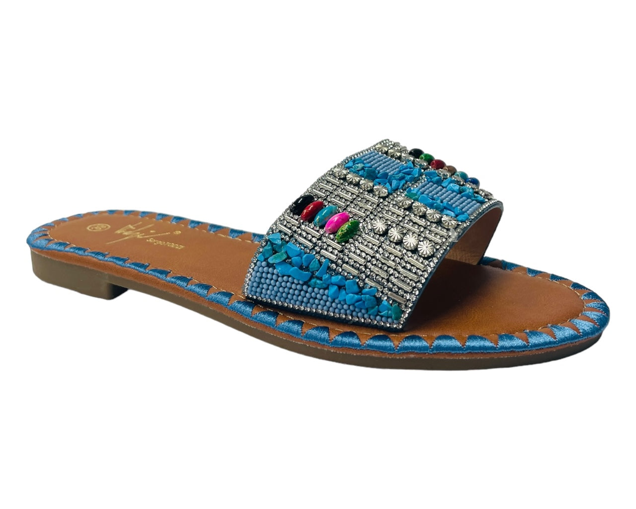 Smart Flat Jewelled Comfy Sliders