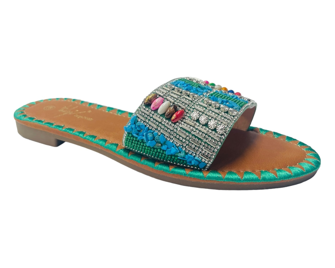 Smart Flat Jewelled Comfy Sliders