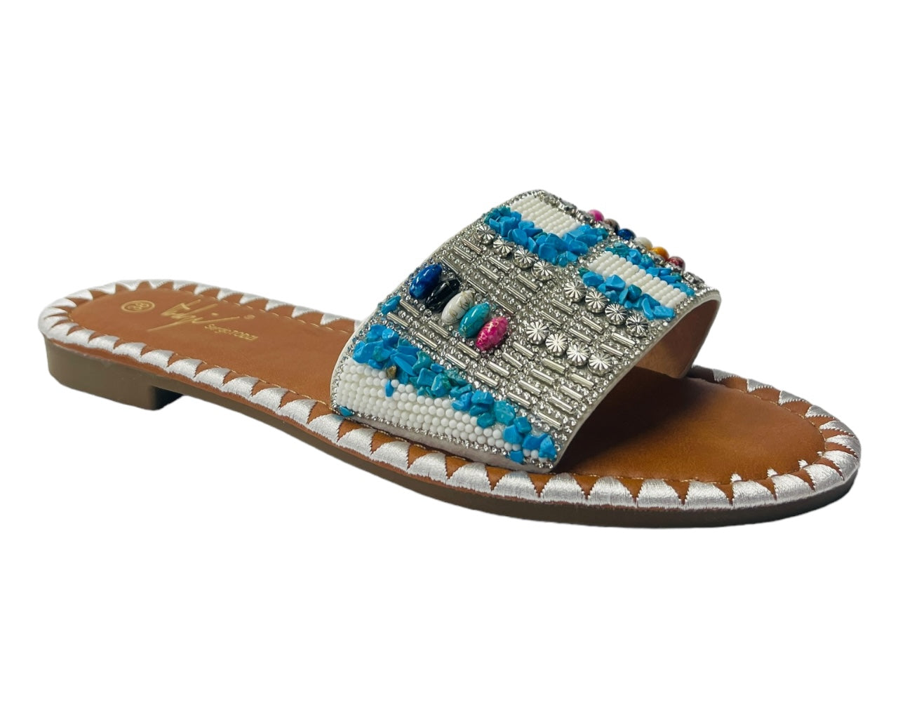 Smart Flat Jewelled Comfy Sliders