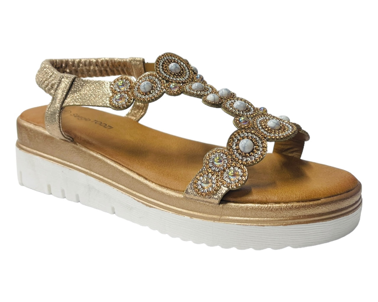 Diamante Slingback T-Bar Sandals