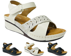 Lightweight Padded Faux Leather Wedge Sandals