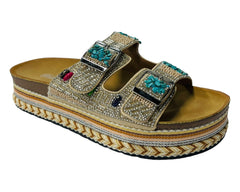 Platform Faux Leather Multi Stone Maule Sliders