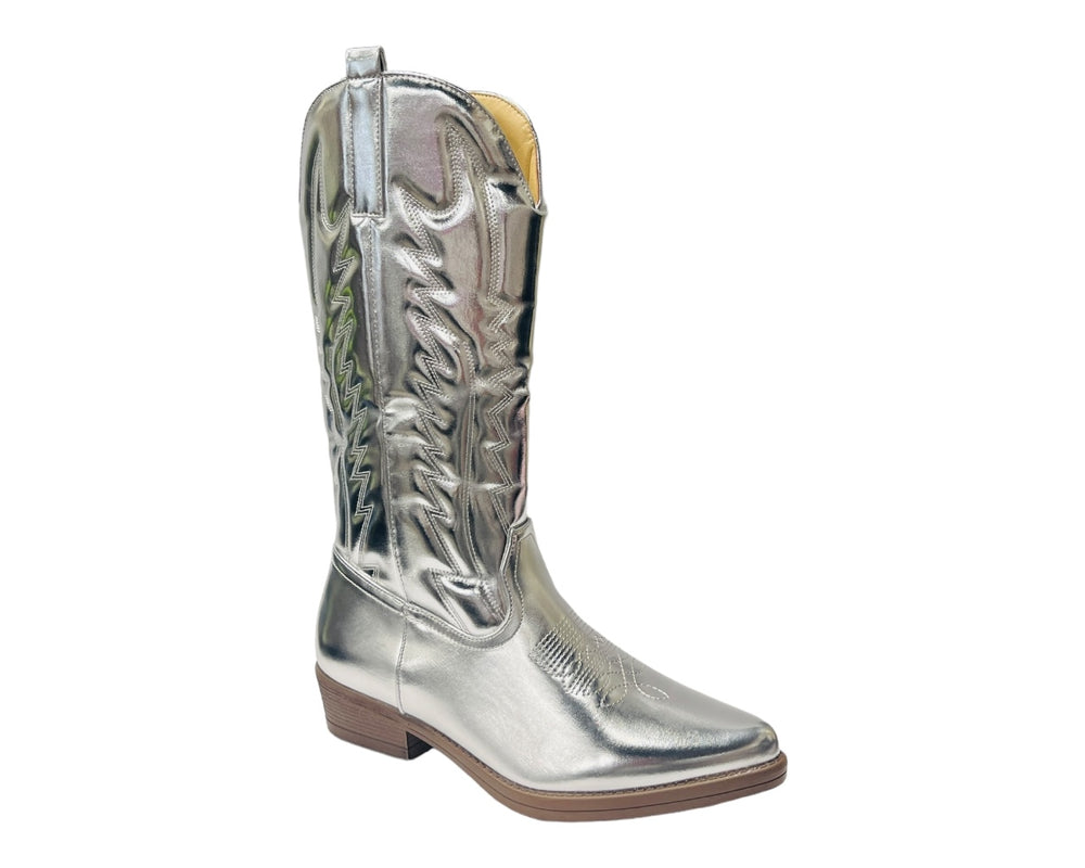 Embroidered Western Cowboy Calf Length Boots