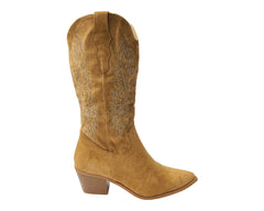 Western Embroidered Cowboy Mid Calf Boots