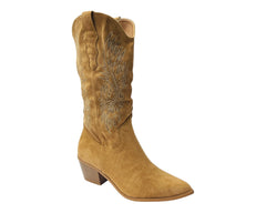 Western Embroidered Cowboy Mid Calf Boots