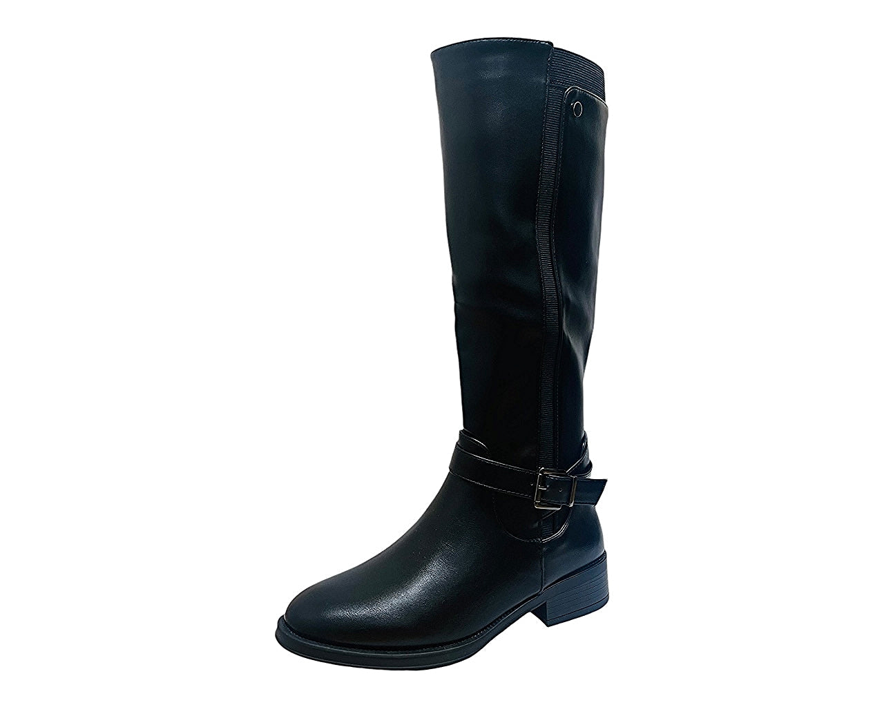 Full Zip Faux Leather Knee High Boots